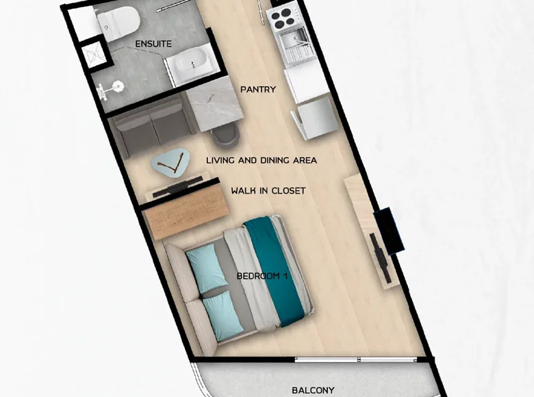 Квартира 30 м² Равай, Таиланд
